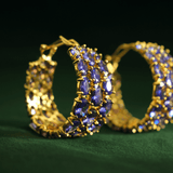 MULTICRYSTAL AMETHYST HOOPS