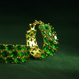 MULTICRYSTAL EMERALD HOOPS