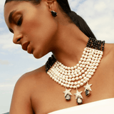 NU ANKA ONYX DROP STUDS