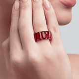 ANILLO GRAN BAGUETTE ROJO