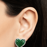EMERALD GREEN HEART STUDS EARRINGS