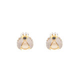 BOREAL LADY BUG CRYSTAL PEARL STUDS EARRINGS
