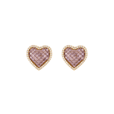 AMETHYST HEART STUDS EARRINGS