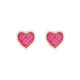 HEART RUBY CRYSTAL STUDS EARRINGS