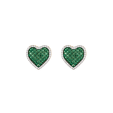 EMERALD GREEN HEART STUDS EARRINGS
