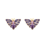 AMETHYST ENAMEL BUTTERFLY STUDS EARRINGS