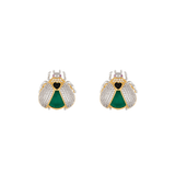 BOREAL LADY BUG CRYSTAL GREEN STUDS EARRINGS