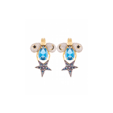 KEMET BEE AQUA TOPAZ STAR EARRINGS
